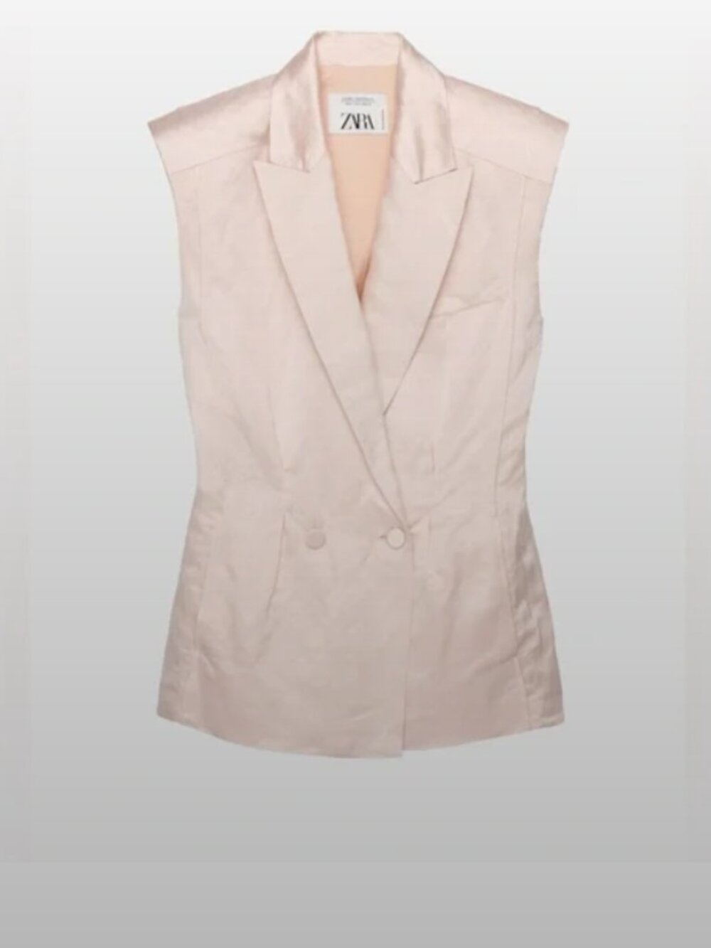 Zara Sleeveless Double-Breasted Cream Blazer Vest with Red Trousers - Picture 7 of 12